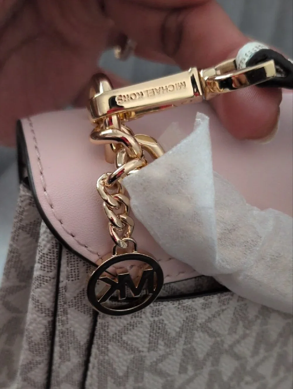 NWT Michael Kors Pink & Signature Logo Crossbody Card Holder